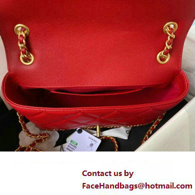 Chanel Grained Calfskin  &  Gold-Tone Metal Chain Flap Bag AS4489 Red 2023